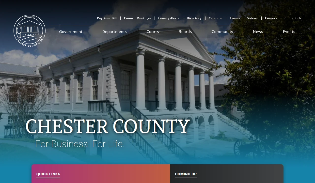 Chester County SC Government website on desktop and mobile screens