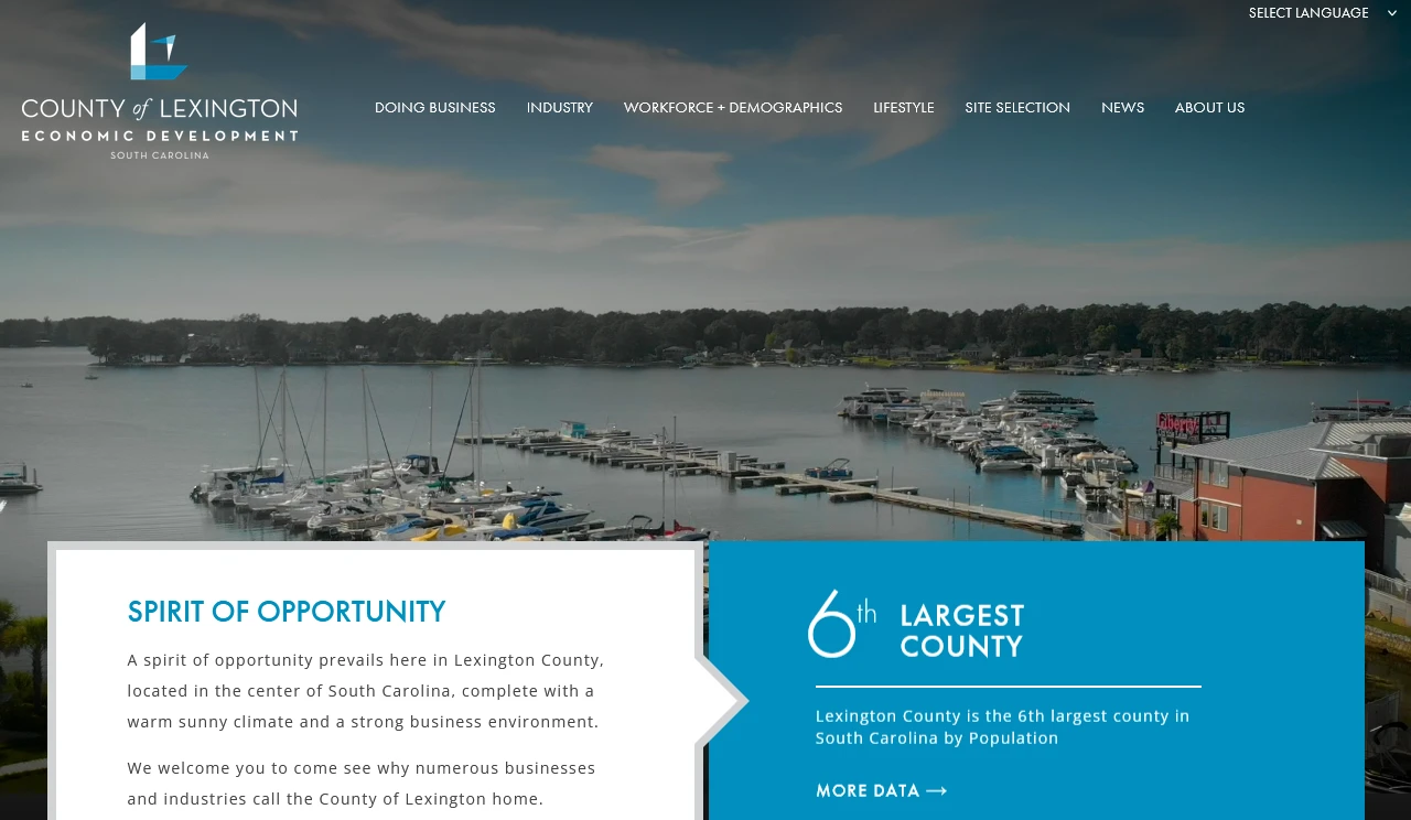 Lexington County Economic Development industrial site selection portal preview